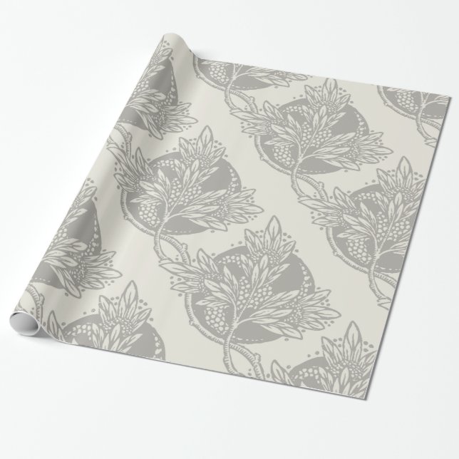 Minimalism i art nouveau Blommigt Presentpapper (Utrullad)
