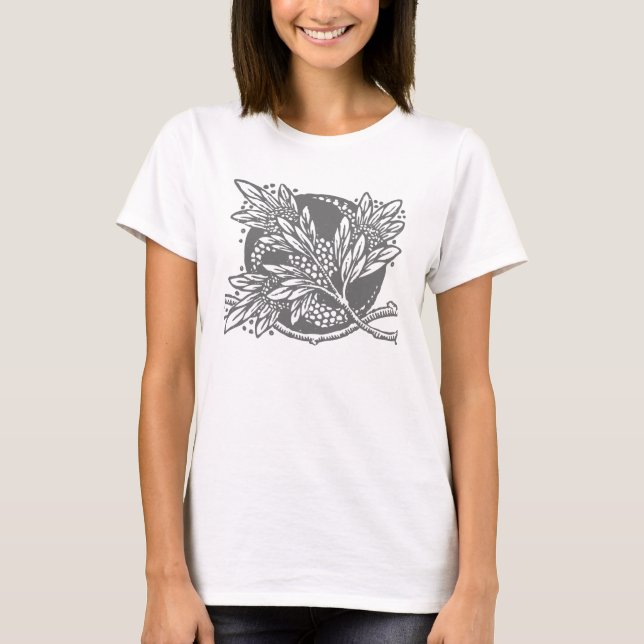 Minimalism i art nouveau Blommigt T Shirt (Framsida)
