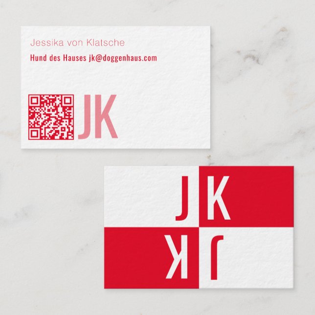 minimalism i röd QR-kod Visitkort (Fram/baksida)