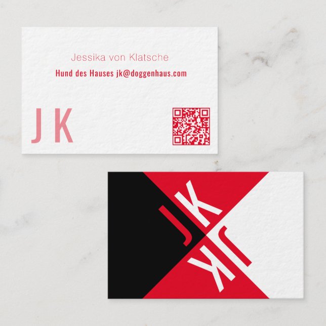 minimalism i röd QR-kod Visitkort (Fram/baksida)