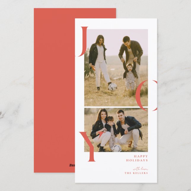 Minimalism Joy 2 foto collage semesterpresentkort Julkort (Fram/baksida)