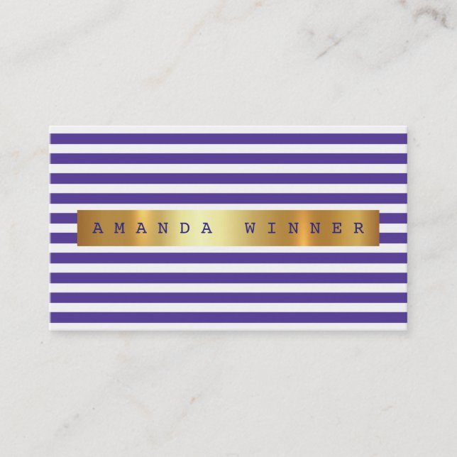 Minimalism Lila White Rand Vip Golden Foil Visitkort (Framsida)