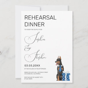 Minimalism med en Hund Illustration Rehearsal Inbjudningar