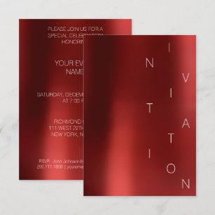 Minimalism Mode Event Glam Red Vin Rubin Inbjudningar