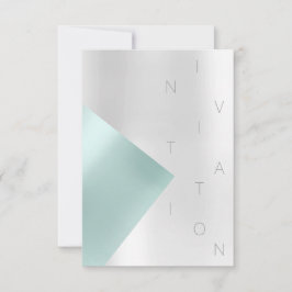 Minimalism Mode Event Metallic Aqua Tiffany Inbjudningar