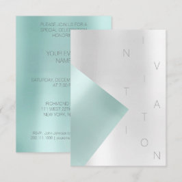 Minimalism Mode Event Metallic Aqua Tiffany Inbjudningar