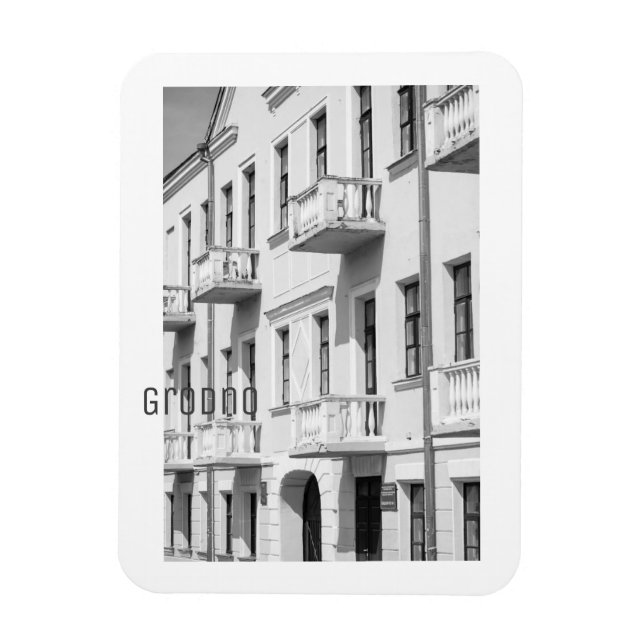 Minimalism monokrom i Grodno Belarus Architecture Magnet (Vertikal)