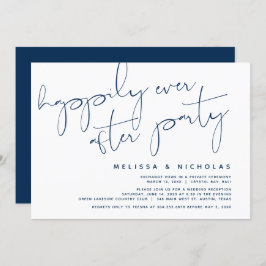 Minimalism Navy Blue, Bröllop Elopement Party Inbjudningar