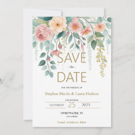 Minimalism och blommor Spara datum-inbjudan Datumet