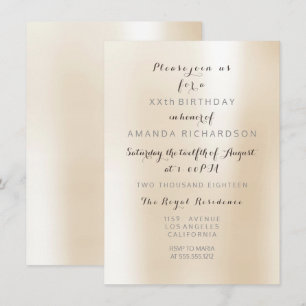 Minimalism Pearly Ivory Creamy Pastel Metall Party Inbjudningar