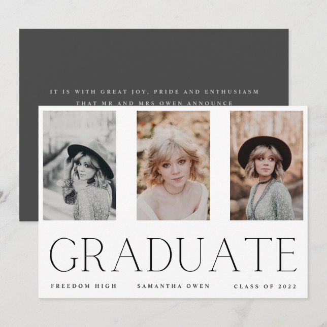 Minimalism Porträtt 3 High School Student Meddelande (Fram/baksida)