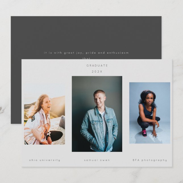 Minimalism Porträtt Three Ultimate College Grått Meddelande (Fram/baksida)