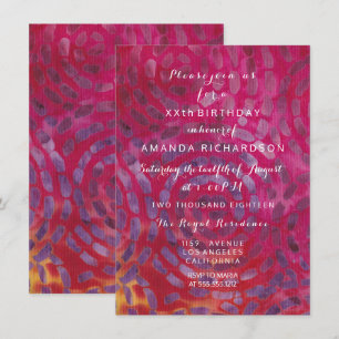 Minimalism Red Candy Batik Tropical Rosa Birthday Inbjudningar