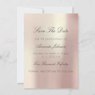 Minimalism Rosa ros QUINCEAÑERA - spara datum Inbjudningar