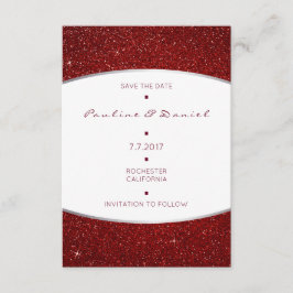 Minimalism Save Date Silver Red Glitter Spara Datumet