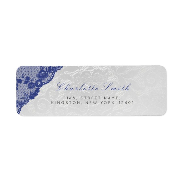 Minimalism Silver Blue Navy Returetiketters Returadress Etikett (Framsidan)