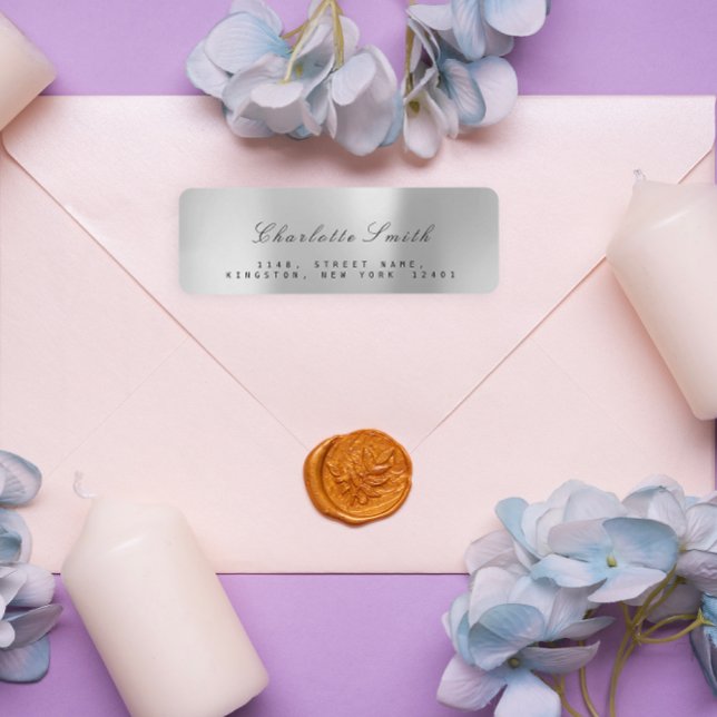 Minimalism Silver Grått Foil Returetiketters Returadress Etikett (Minimalism Silver Gray Foil Return Address Labels)