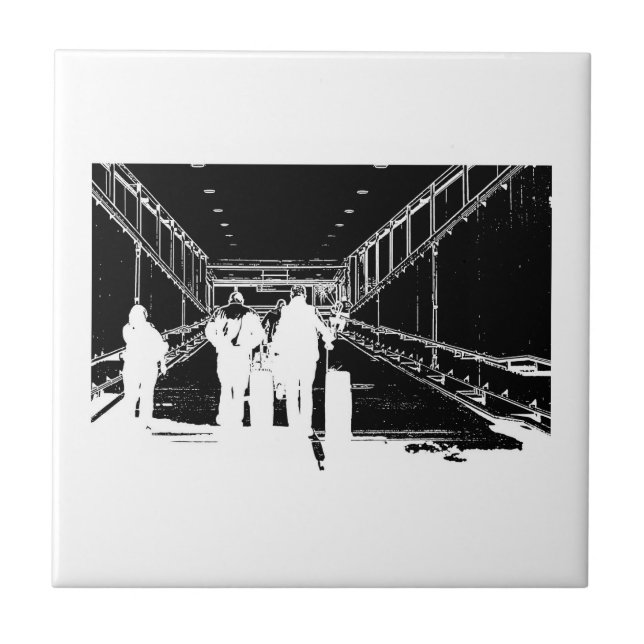 Minimalism Sketch Teckning Airport Travel Kakelplatta (Framsidan)