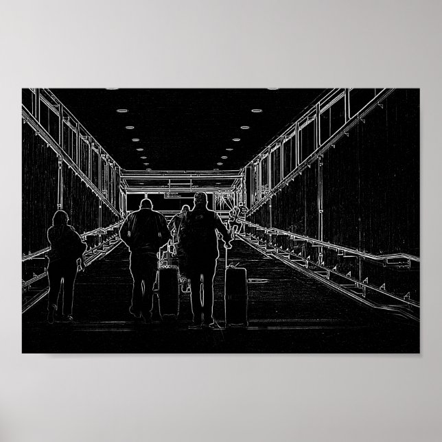 Minimalism Sketch Teckning Airport Travel Poster (Framsidan)
