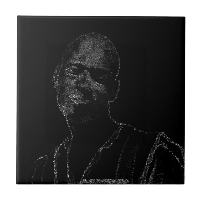 Minimalism Sketch Teckning Man Ansikte Head Kakelplatta (Framsidan)