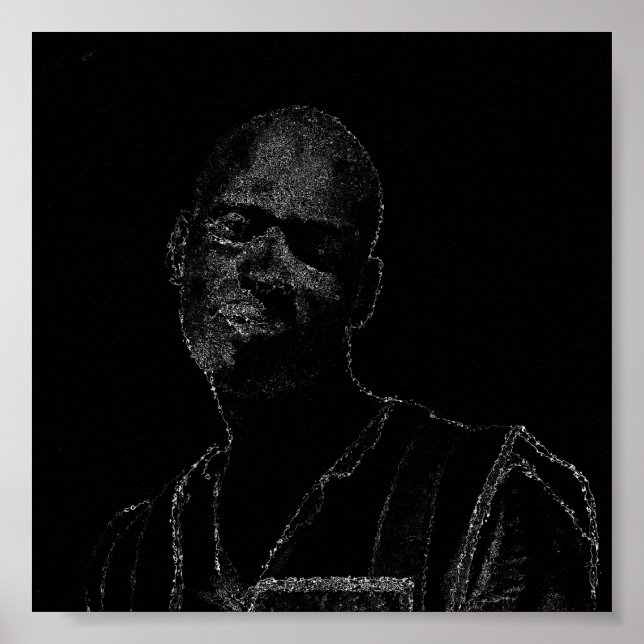 Minimalism Sketch Teckning Man Ansikte Head Poster (Framsidan)