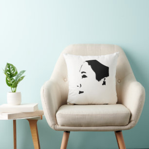 Minimalism Sketch Teckning Woman Dam Girl Ansikte Kudde