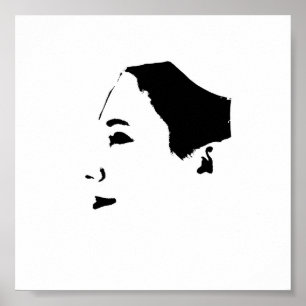 Minimalism Sketch Teckning Woman Dam Girl Ansikte Poster