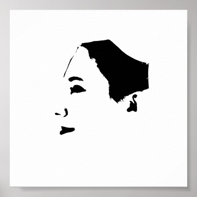 Minimalism Sketch Teckning Woman Dam Girl Ansikte Poster (Framsidan)