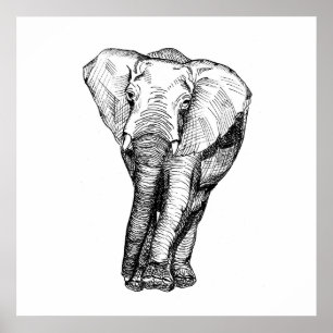 Minimalism, svart och vitt, djur, original poster