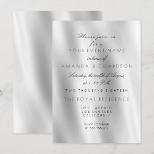 Minimalism White Grått Silke Fabric Ombre Birthday Inbjudningar