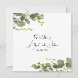 Minimalismo de flores de mimosa inbjudningar