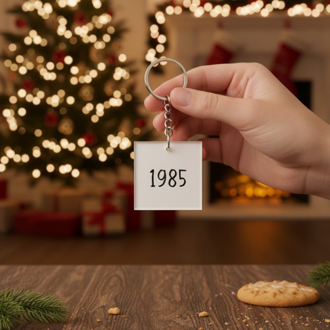 Minimalist 1985 Birthday Year Acrylic Keychain (Skapare uppladdad)