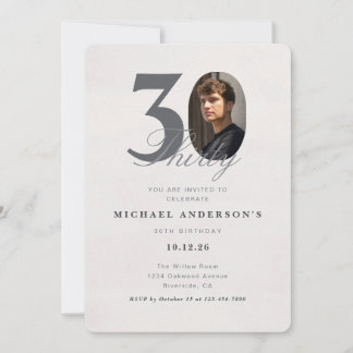Minimalist 30th Year Birthday Invitation Inbjudningar