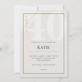 Minimalist 40th Milestone Birthday Celebration Inbjudningar