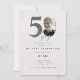 Minimalist 50th Year Birthday Invitation Inbjudningar