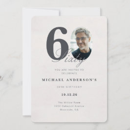 Minimalist 60th Year Birthday Invitation Inbjudningar