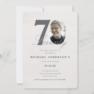 Minimalist 70th Year Birthday Invitation Inbjudningar
