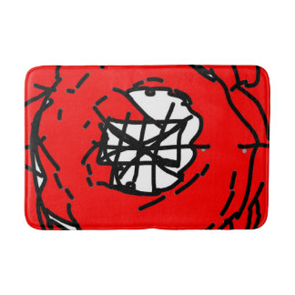 Minimalist Abstract Circular Expressionism in Red Badrumsmatta