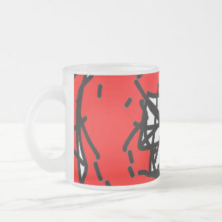 Minimalist Abstract Circular Expressionism in Red Frostad Glasmugg