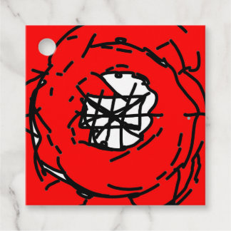 Minimalist Abstract Circular Expressionism in Red Gåvor Etiketter