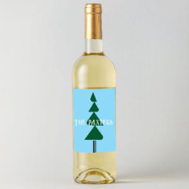 Minimalist Abstract Green Chic Christmas Tree Vinflaska Etikett