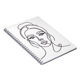 Minimalist Abstract Woman Face Line Art Notebook Anteckningsbok