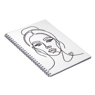 Minimalist Abstract Woman Face Line Art Notebook Anteckningsbok