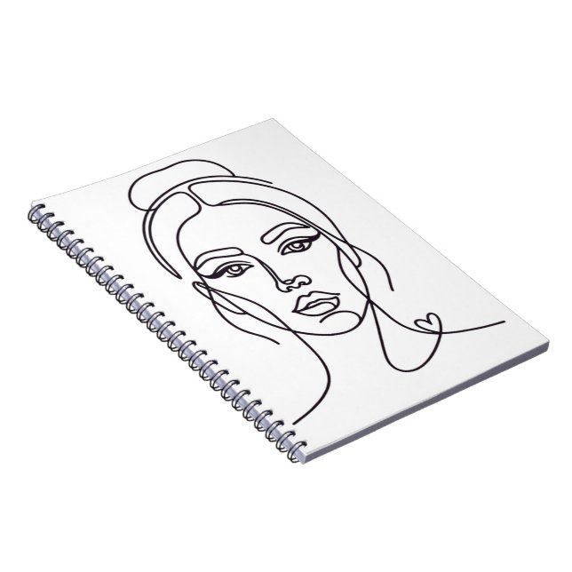 Minimalist Abstract Woman Face Line Art Notebook Anteckningsbok (Högra Sidan)