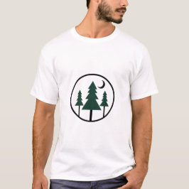 Minimalist Adventure Forest Pine Trees Night Moon  T Shirt