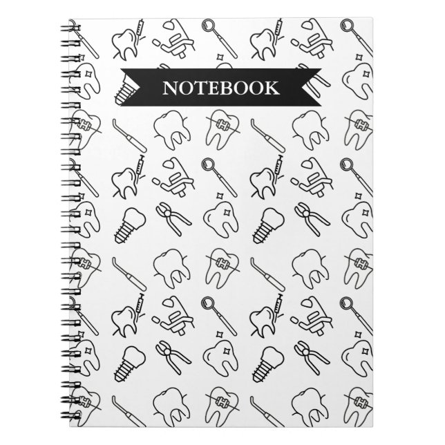 Minimalist Aesthetic Dental Icons Spiral Notebook Anteckningsbok (Framsidan)