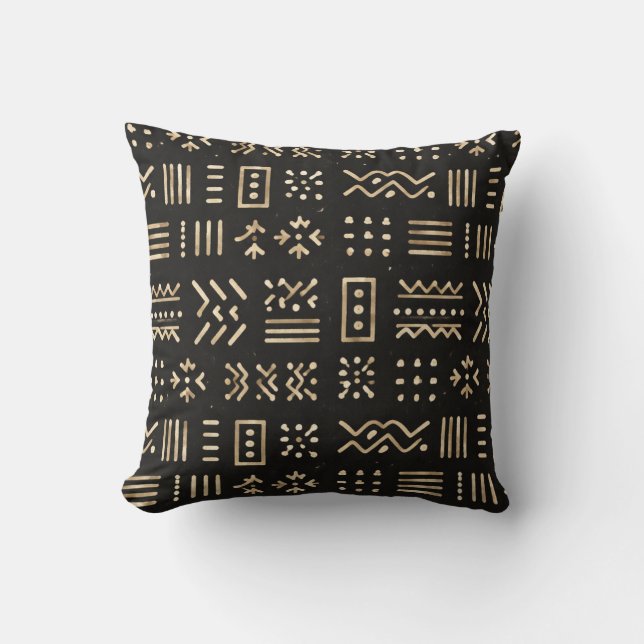 Minimalist African Mudcloth Pattern Pillow  Kudde (Framsida)