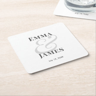 Minimalist Ampersand Wedding | Paper Coaster Underlägg Papper Kvadrat