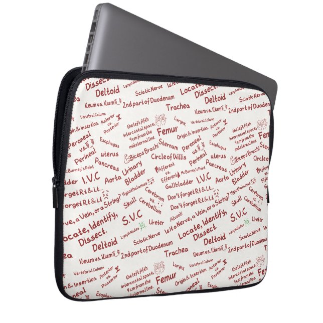 Minimalist Anatomy Doodle Pattern Laptop Sleeve (Framsidan Höger)