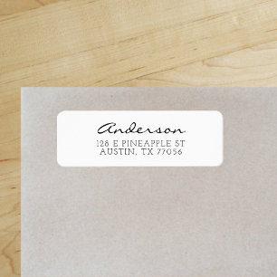 Minimalist Anderson Cursive Familjenamn Returadress Etikett